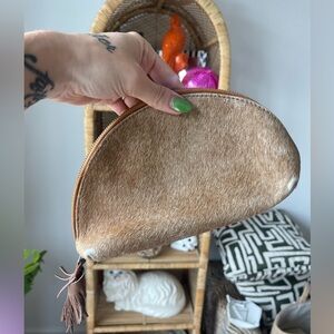 Brown Fur Clutch with Tassel